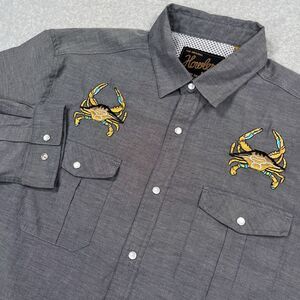 Howler Bros Gaucho Snap Shirt Mens Large 10 Year Anniversary Edition Blue Crabs